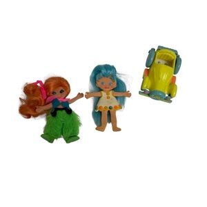 Vintage Flatsy Filly Cowgirl Doll, Candy Mountain Flatsy Doll and Car Lot